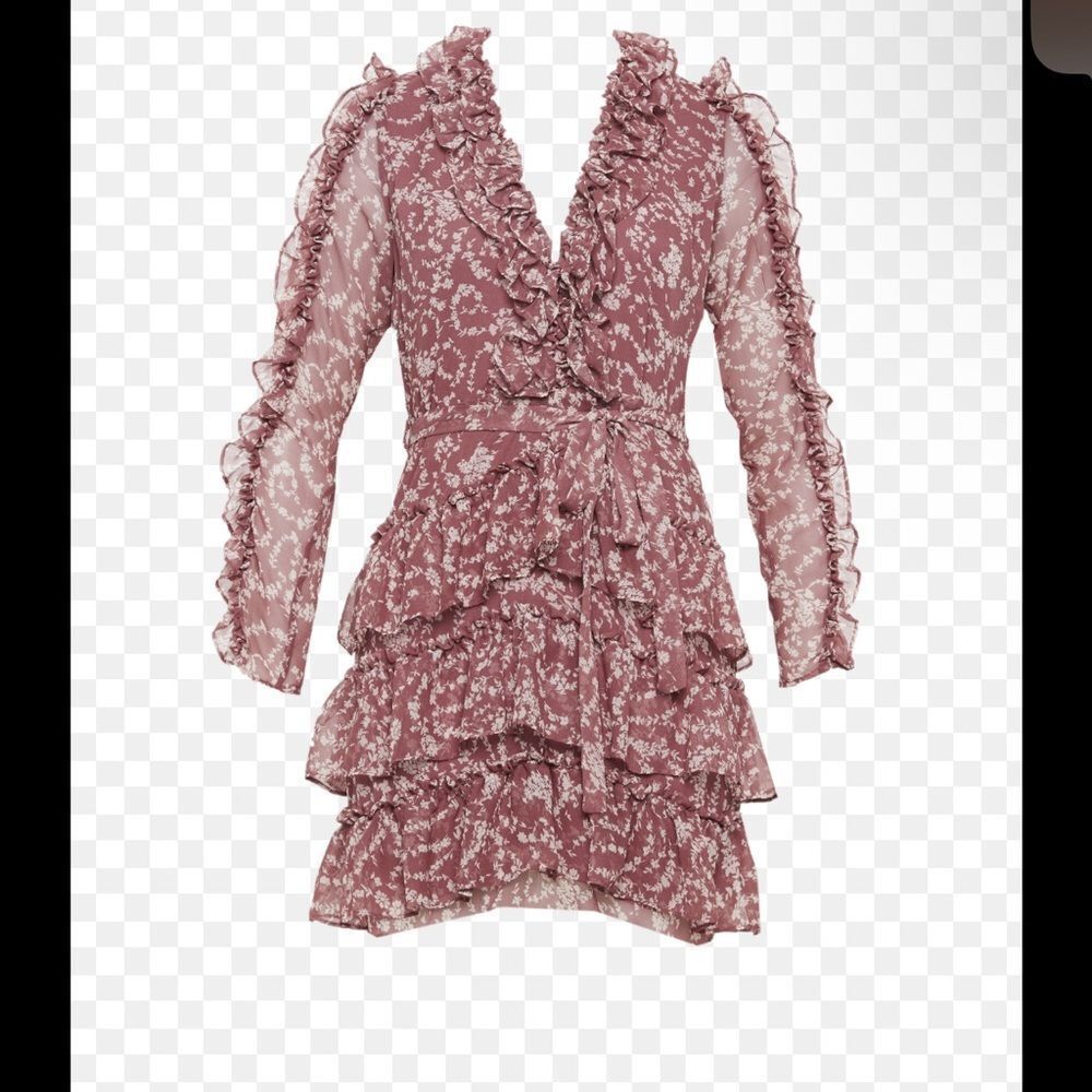 Bardot Dusty Rose Floral Ruffle Mini Dress